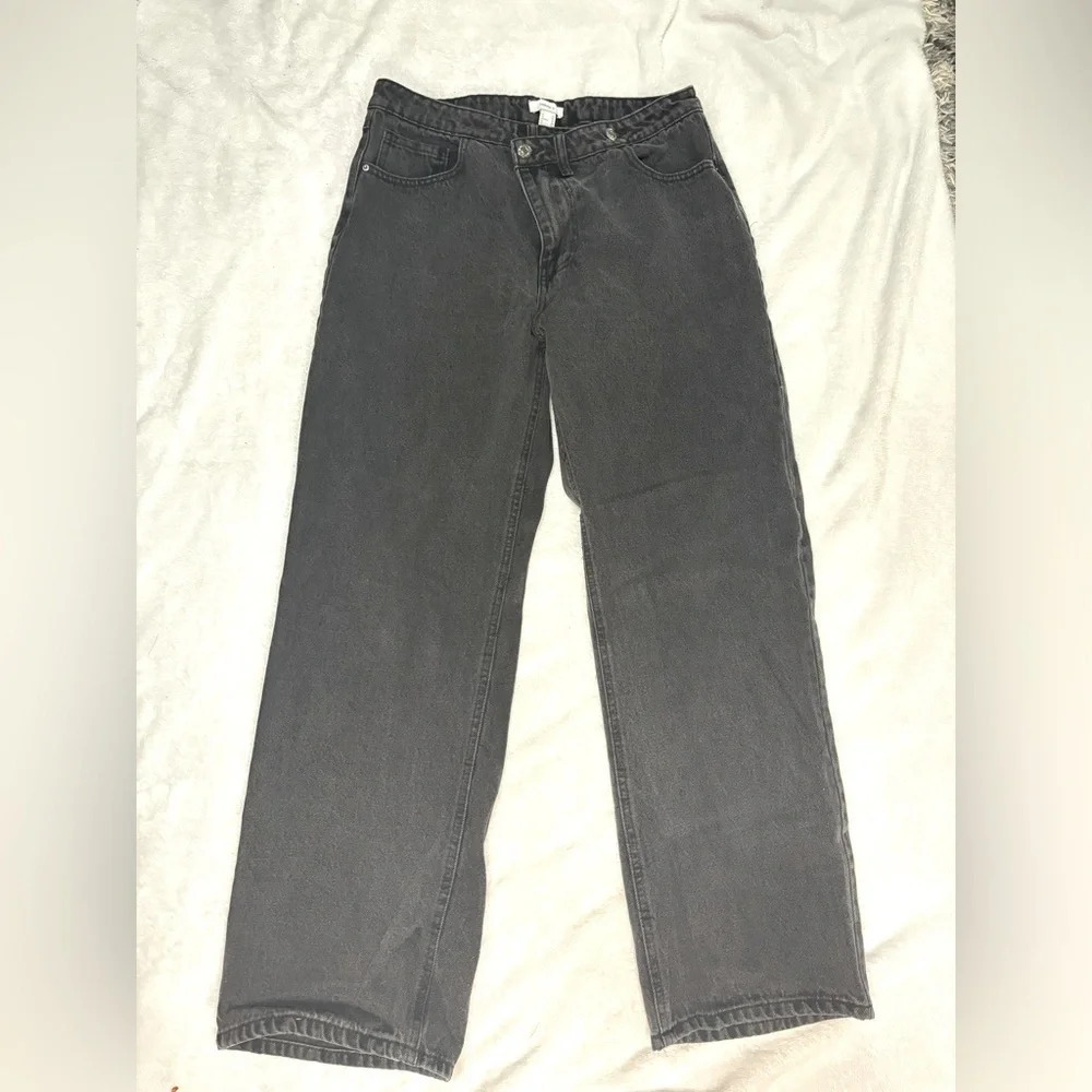 Forever 21 Wide Leg Jeans High Waist Black Denim Pants Trendy